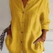Lapel Long Sleeve Shirt Women's Single-breasted Pleated Shirt Tops Clothing