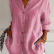 Lapel Long Sleeve Shirt Women's Single-breasted Pleated Shirt Tops Clothing