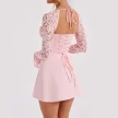 Y2K  Lace Long Sleeve Dress Fashion Sexy Corset Backless Lace Up Short Dresses Womens Clothing