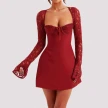 Y2K  Lace Long Sleeve Dress Fashion Sexy Corset Backless Lace Up Short Dresses Womens Clothing