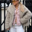 Winter Plush Coat Fashion Warm Thicken Fluffy Lapel Jacket Outwear Casual Long Sleeve Tops Womens Clothing