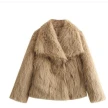 Winter Plush Coat Fashion Warm Thicken Fluffy Lapel Jacket Outwear Casual Long Sleeve Tops Womens Clothing