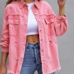 Fashion Ripped Shirt Jacket Female Autumn And Spring Casual Tops Womens Clothing